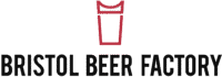 Bristol Beer factory Logo an outline of a pint glass in red with black lettering under which reads Bristol Beer Factory
