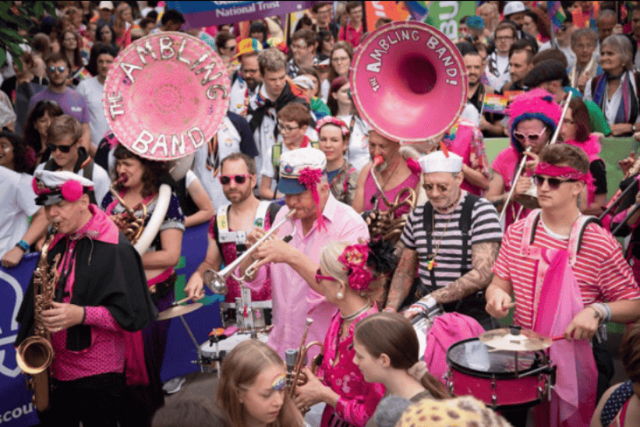 The Ambling Band performing at Bristol Pride